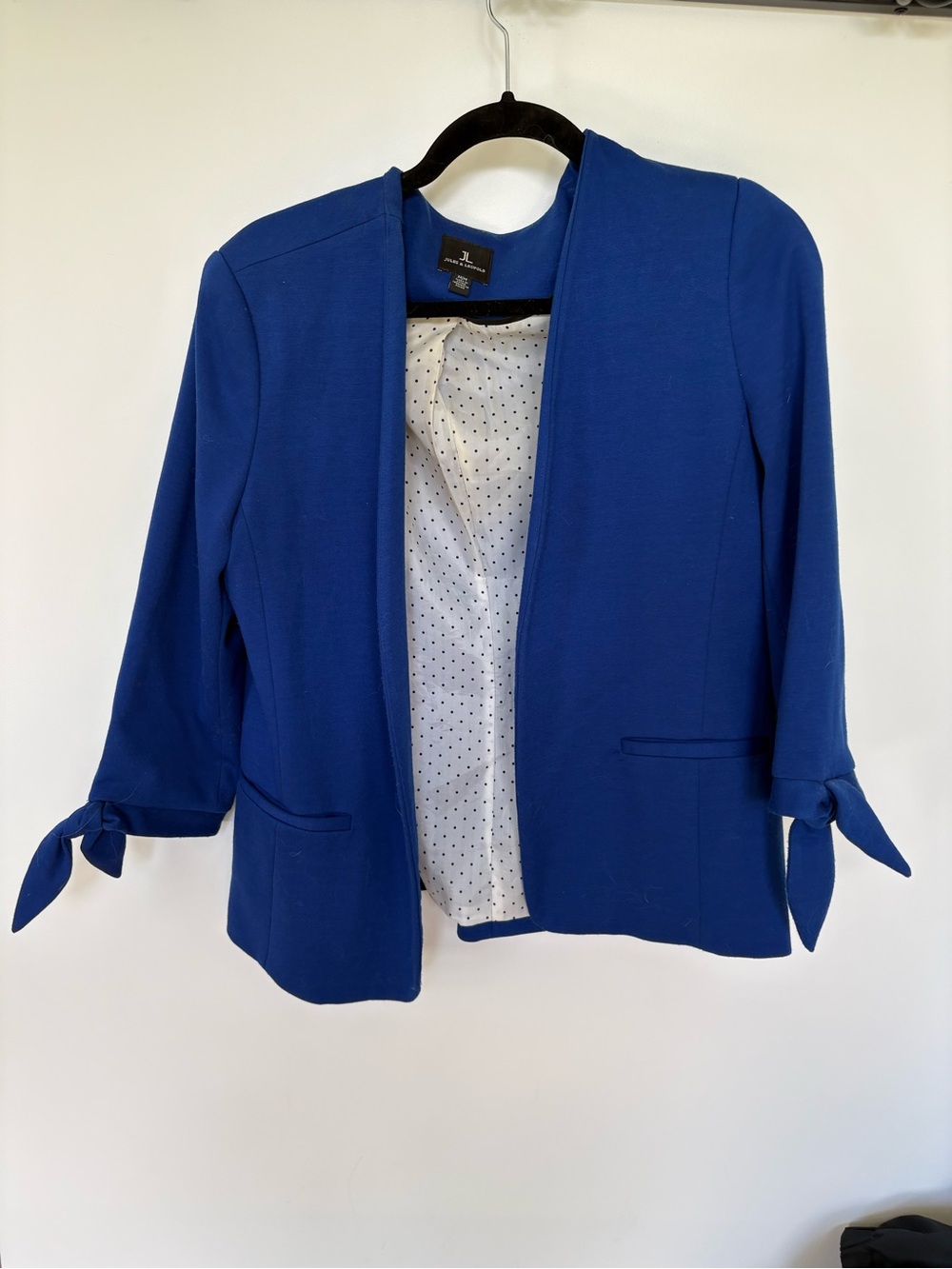 Jules & Leopold Royal Blue Open-Front Tie-Sleeve Blazer